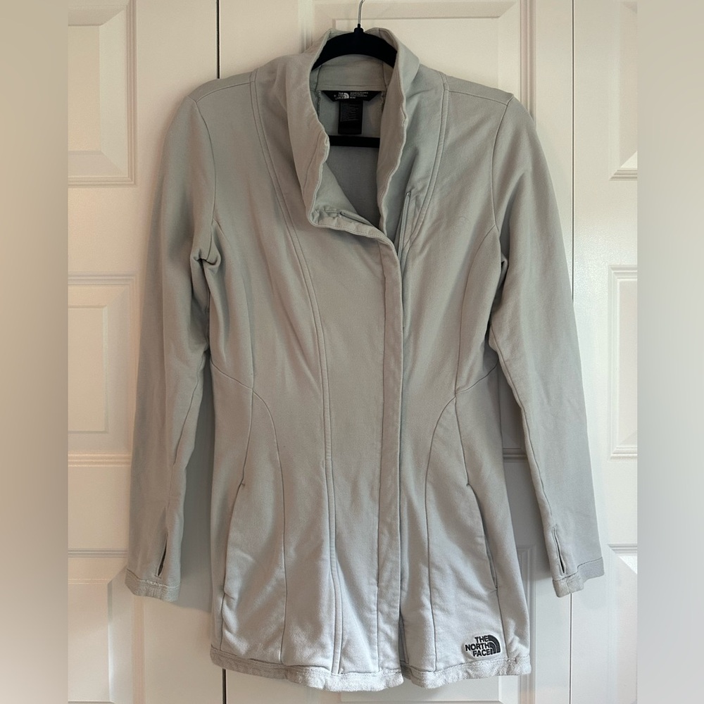 North Face zip up sweatshirt, Size M, light grey blue
